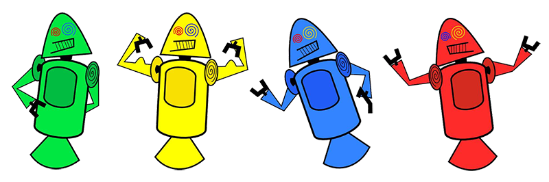 Os 4 robozinho coloridos